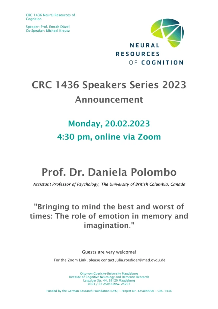 Einladung für den Vortrag von prof. Dr. Daniela Polombo